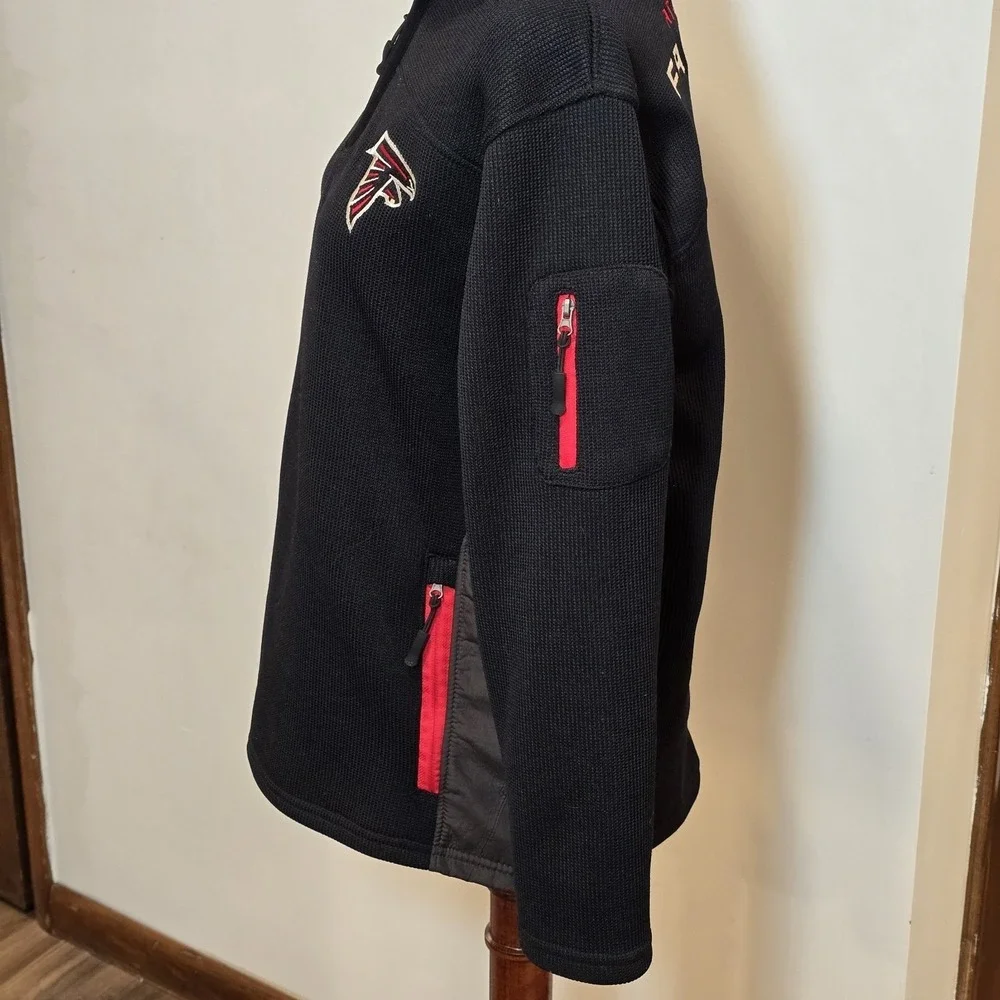 Atlanta Falcons NFL Full Zip Black Red Hoodie Hooded‎ Sweatshirt Pockets Warm XL